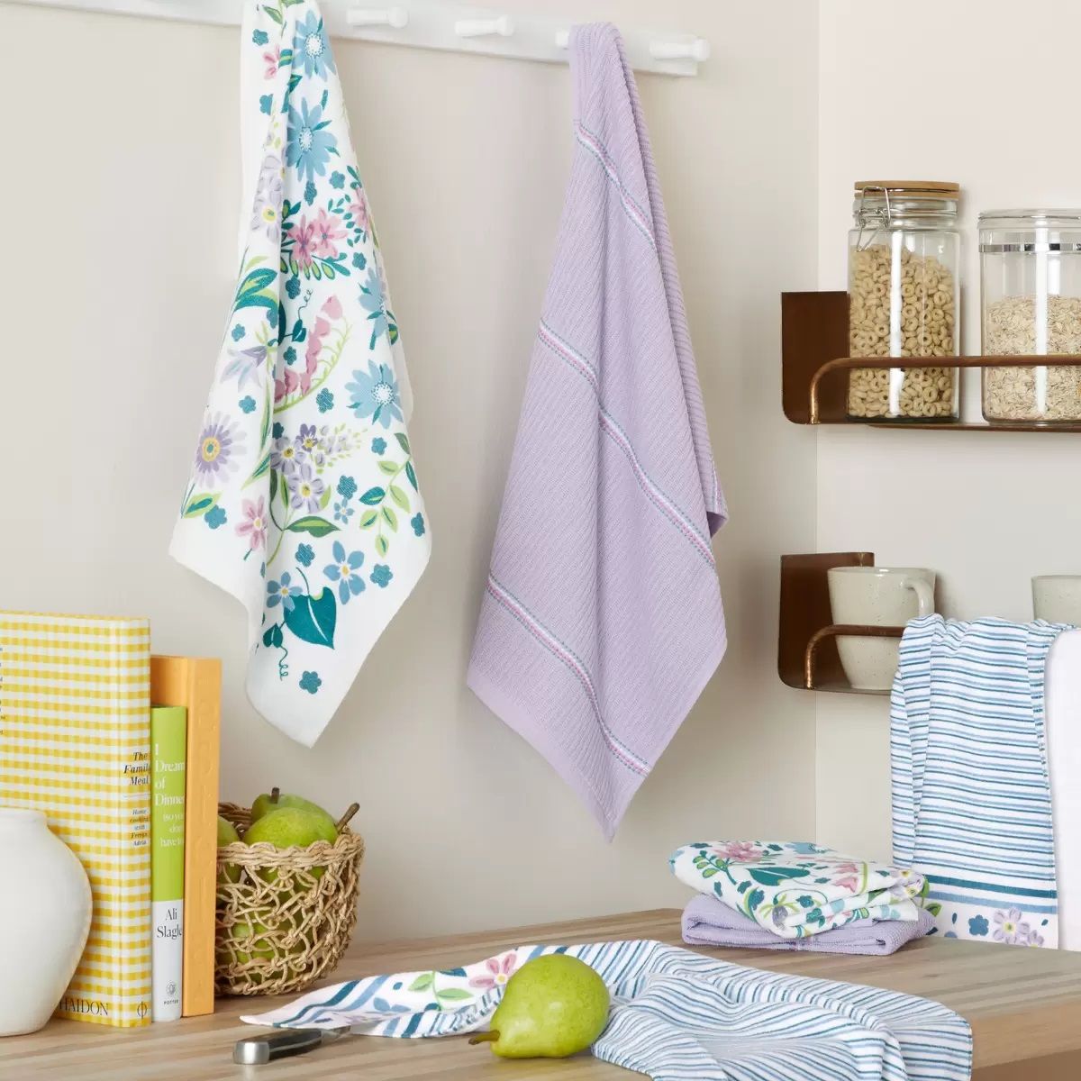 【コストコ】キッチンタオル 6枚 セット 43 x 71 cm ワイルドフラワー パープル|常温