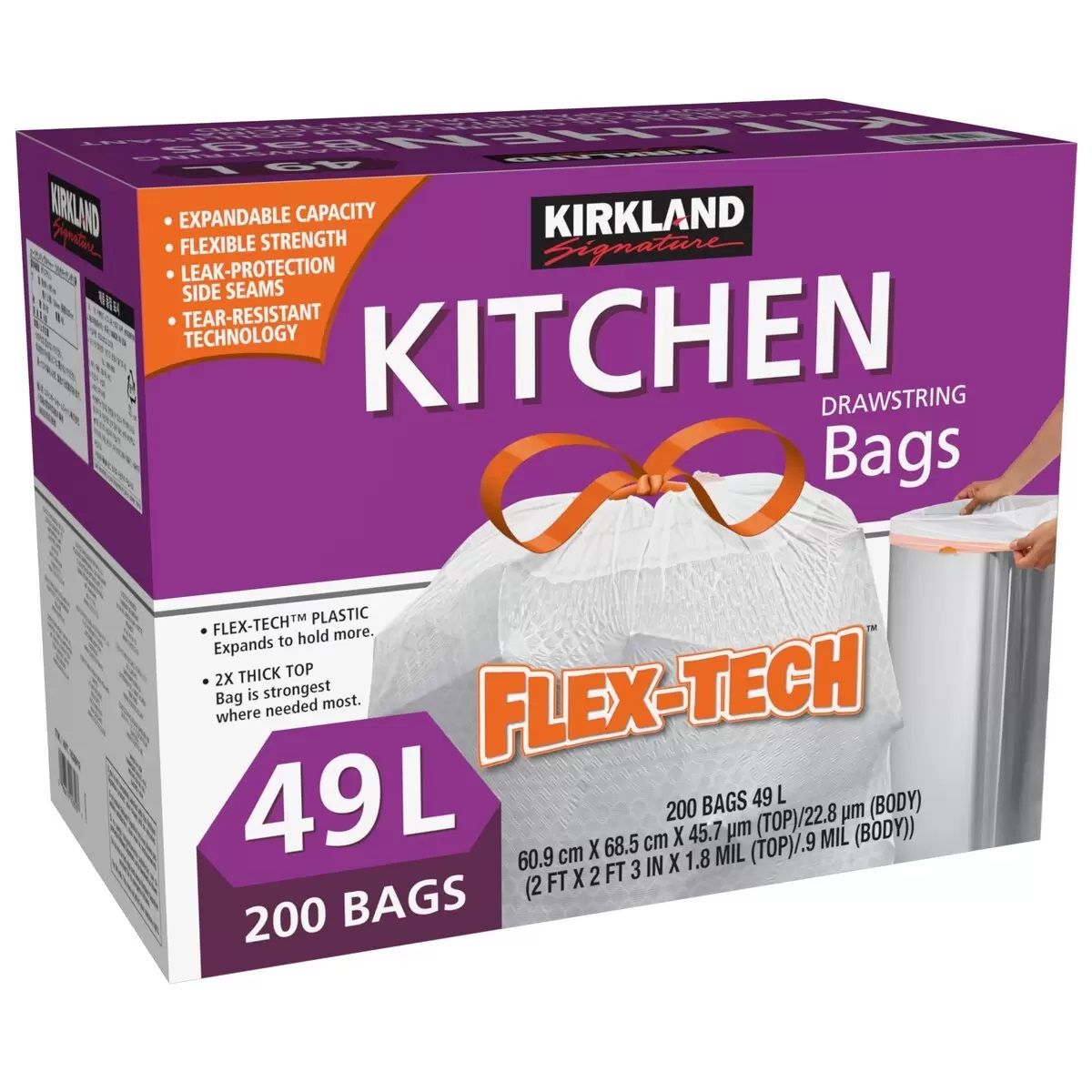 【コストコ】カークランドシグネチャー ひも付き ゴミ袋 49L x 200枚|常温